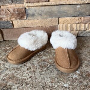 Brown and White Kids Slippers